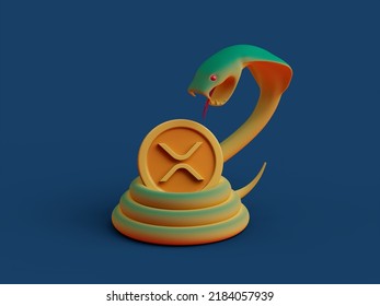 XRP Crypto Letter X Serpent Snake Hiss Coil Guard Danger Strike 3D Illustration