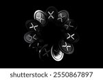 Xrp cryptocurrency in motion forming a circular trajectory. Sector lighting effect in dark environment. High quality 3D rendering.