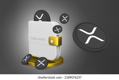 Xrp Ripple Token Premium Crypto DeFi Coins Set With A Wallet Money Cryptocurrency Mockup Distributed On An Isolated Infinity Background 3d Rendering Illustration