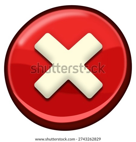 X-shaped cross mark for errors incorrect answers and negative actions in mobile games