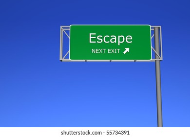 XXL resolution 3D render of  highway sign - Escape