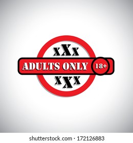 xxx material with label as adult's only, 18+ - concept illustration. This graphic can represent pornographic content, sexually explicit material, nude or naked people, etc