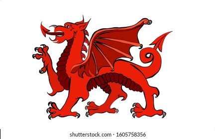 Y Ddraig Goch. The Welsh Dragon