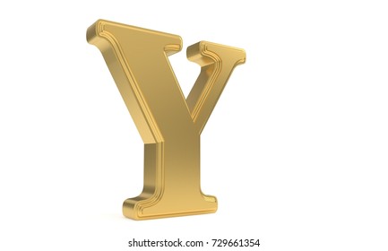 Y Gold Romantic Alphabet, 3d Render