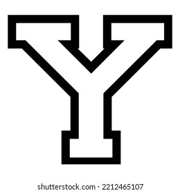 Y Letter Sports College Jersey Font On White Background. Isolated Illustration.