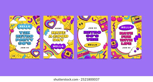 Y2K 90s vertical card set collection - Powered by Shutterstock