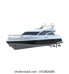 Yacht 3D Illustration On White Background