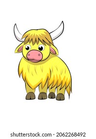 Yak Yellow Color Cartoon Clip Art Cute Design