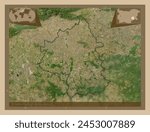 Yambol, province of Bulgaria. Low resolution satellite map. Corner auxiliary location maps