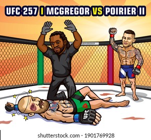 Yas Island, Abu Dhabi, United Arab Emirates. January 23, 2021. UFC 257: McGregor vs. Poirier II is an upcoming mixed martial arts event produced by the UFC. Poirier knocks out Conor McGregor.
