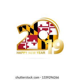 Year 2019 With Maryland Flag Pattern. Raster Copy.