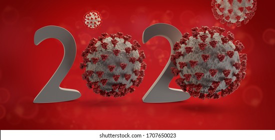 year 2020 Coronavirus COVID19 virus concept 3d-illustration background