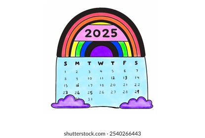 Year 2025 LGBT theme calendar illustration on white background. - Powered by Shutterstock