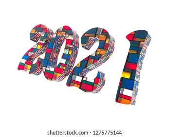 Year numbers of the two-thousanders 3D rendering