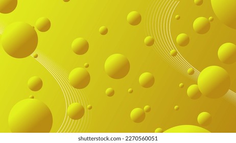 yello spherical balls particles floating around  Beautiful floating shiny yellow ball  Beautiful abstract gradient background 