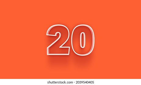 Yellow 3d number 20 isolated on yellow background coupon 20 3d numbers rendering discount collection for your unique selling poster, banner ads, Christmas, Xmas sale and more
