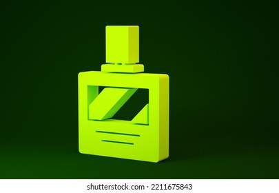 Yellow Aftershave Icon Isolated On Green Background. Cologne Spray Icon. Male Perfume Bottle. Minimalism Concept. 3d Illustration 3D Render.