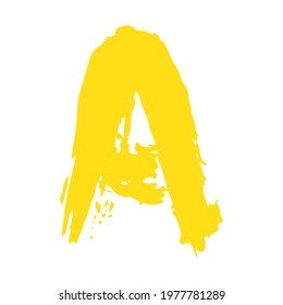 Yellow Alphabet Bold. Font Design. Golden Calligraphy Template. Hand Grunge. Brush Texture. School Paint. Drawn Watercolour. Typography Typeface. Type Template.