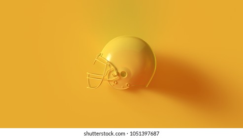 Yellow American Football Helmet 3d Illustration 3d Rendering