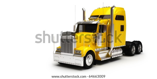 Gelber Amerikanischer Lastwagen Einzeln Auf Weiss Stockillustration