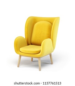 Yellow Armchair Isolated On A White. 3d Illustration