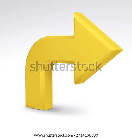 Yellow arrow pointing right with a sharp turn showing a clear direction for movement