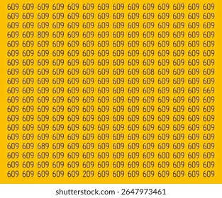 Yellow background with repeating 609 numbers and a few 608 or 689. Visual puzzle. 