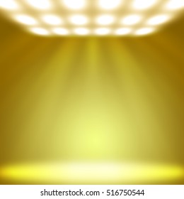 Yellow Background In Show. Spotlight On Smog