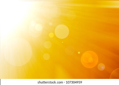 Yellow Background With Warm Sun And Lens Flare