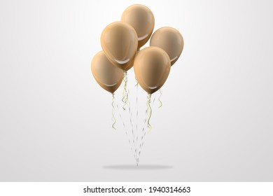 Yellow balloons group 3D Render