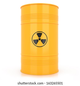 Yellow Barrel With Radioactive Waste