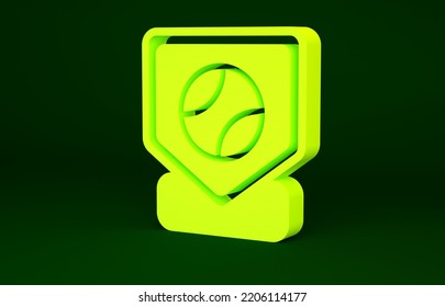 Yellow Baseball Base Icon Isolated On Green Background. Minimalism Concept. 3d Illustration 3D Render.