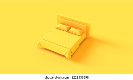 Yellow Bed 3d Illustration 3d Rendering