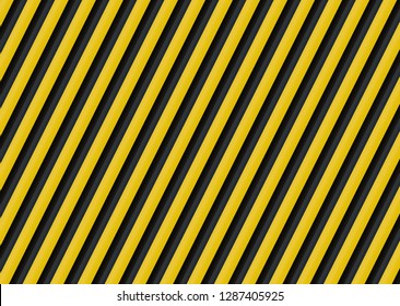 Yellow And Black Hazzard Warning Stripes 3d Effect