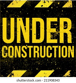 Yellow Black Sign Grunge Under Construction Stock Illustration ...