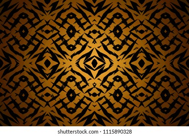 Yellow and black tribal shapes pattern with a centre spotlight