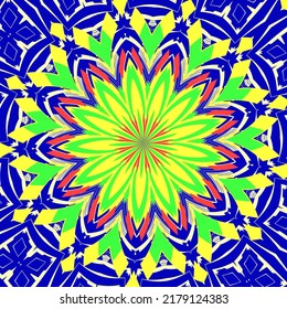 Yellow Blue Mandala, Abstract Background