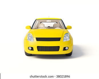 Yellow Car On Isolated Background