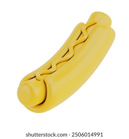 Yellow Cartoon Premium Delicious Yummy Hot Dog with Mustard Icon in Clay Duotone Monochrome Style on a white background. 3d Rendering - Powered by Shutterstock