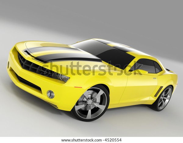 Yellow Chevrolet Camaro Concept 09 Stock Illustration