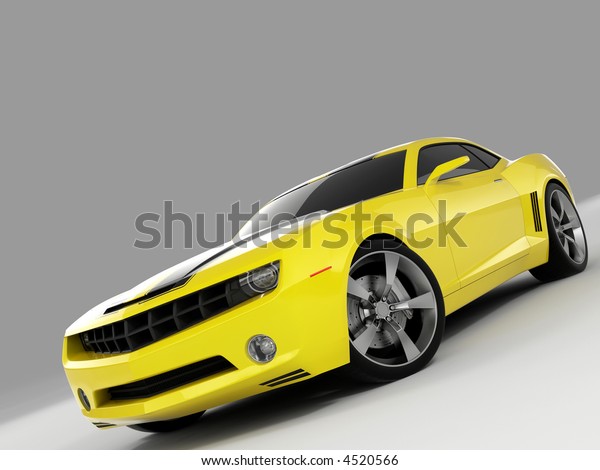 Yellow Chevrolet Camaro Concept 09 Stock Illustration