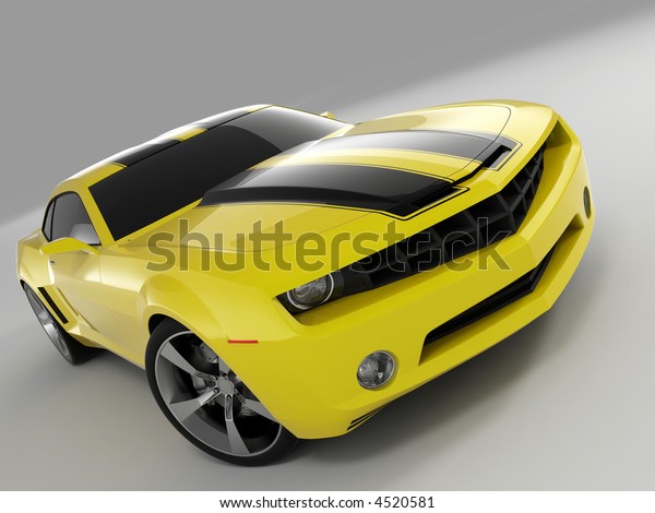Yellow Chevrolet Camaro Concept 09 Stock Illustration