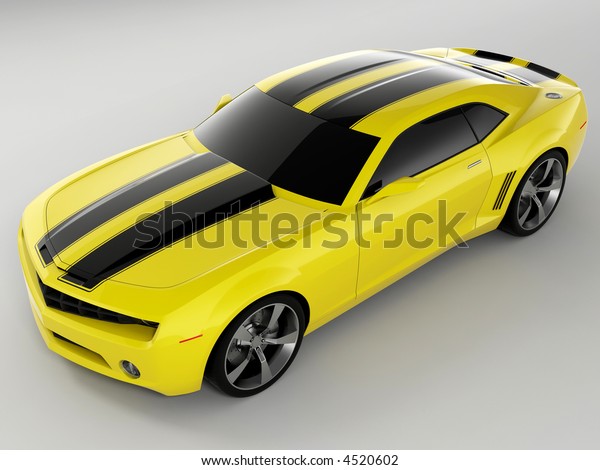 Yellow Chevrolet Camaro Concept 09 Stock Illustration