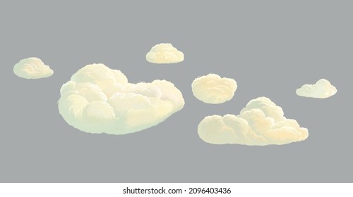 Yellow clouds high detail gray background 
Easy to isolate Idea for children's books printed products game cartoon 