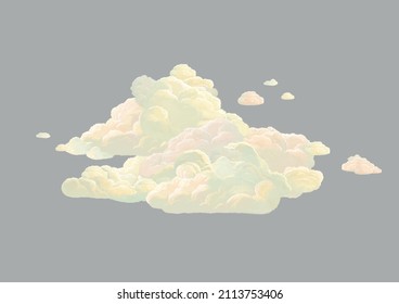 Yellow clouds high detail gray background 
Easy to isolate Idea for children's books printed products game cartoon