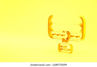 Yellow Collar With Name Tag Icon Isolated On Yellow Background. Simple Supplies For Domestic Animal. Cat And Dog Care. Pet Chains. Minimalism Concept. 3d Illustration 3D Render.