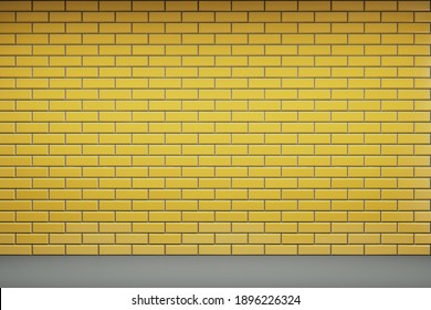 Yellow color tile blank wall. 3d render illustration mock up.