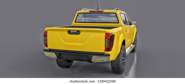 Yellow Commercial Vehicle Delivery Truck Double Stock Illustration 