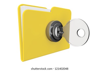 Yellow Computer Folder Key On White Stock Illustration 121402048 ...