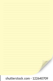 Yellow Curved Corner Lined Paper